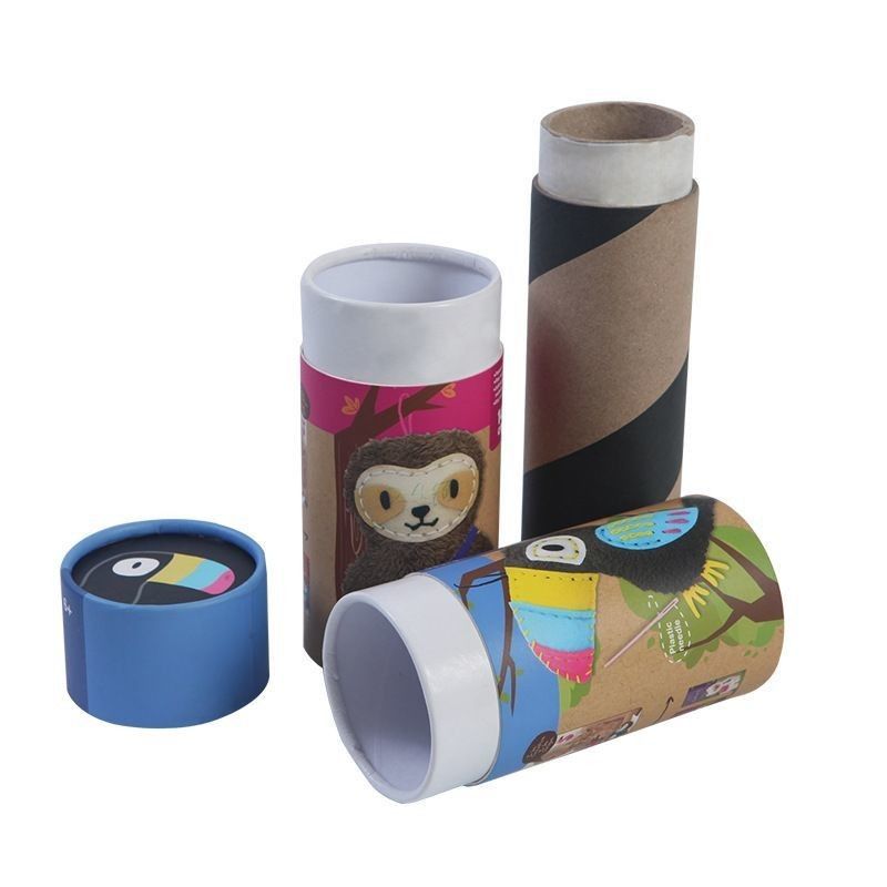 Cute Fancy Art Kaleng Kertas Kemasan Kotak Kemasan Tabung Kertas Silinder Bergelombang