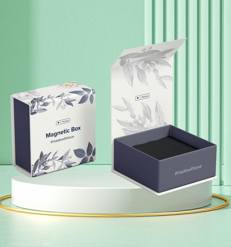 Kotak Hadiah Magnetik Dua Sisi Hot Stamping Perhiasan Custom Parfum Flip Top Box Hadiah
