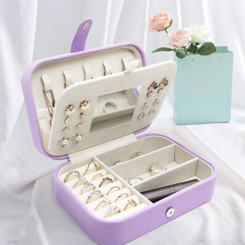 Portable Square Mini Perhiasan Travel Case Cincin Earrings Kalung Pesta Pernikahan Box Hadiah