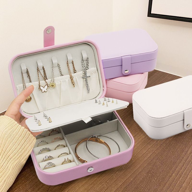 Portable Square Mini Perhiasan Travel Case Cincin Earrings Kalung Pesta Pernikahan Box Hadiah