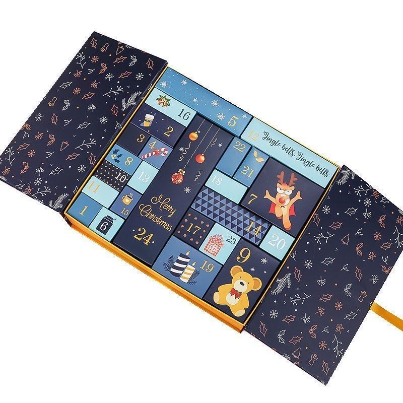 Open Door Magnet Cardboard Paper Gift Box Untuk Kosmetik Perhiasan Makeup Kalender Advent