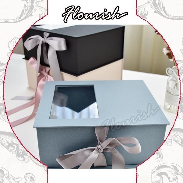 Kemasan kotak hadiah bunga berwarna khusus dengan jendela dan pita yang jelas ramah lingkungan
