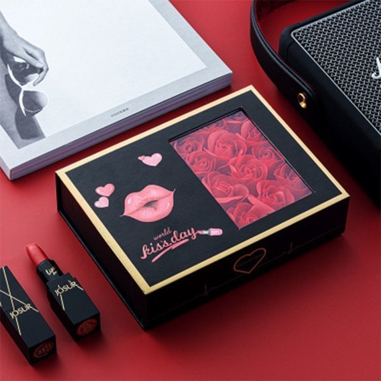 Luxury Black Cardboard Valentine's Day Flower Gift Box Ketebalan 1,0 - 3,0 mm