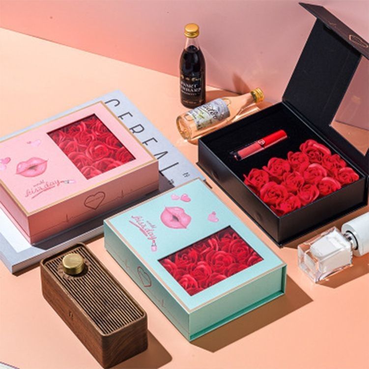 Luxury Black Cardboard Valentine's Day Flower Gift Box Ketebalan 1,0 - 3,0 mm