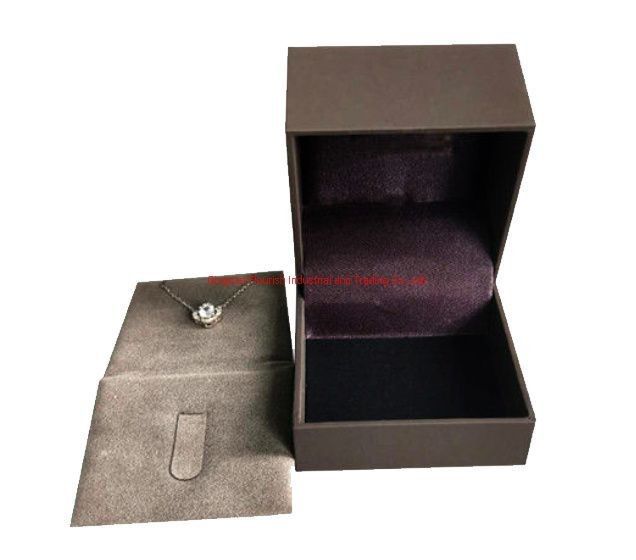 Portable Hinged Clamshell Tipe Perhiasan Kemasan Kertas Hadiah Kotak dengan Velvet Insert Menurut Persyaratan Pelanggan