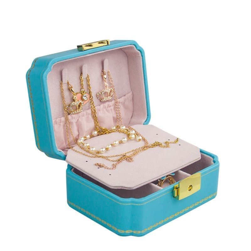 Customized Box Creative PU Perhiasan Box untuk Perhiasan Eropa Portable Travel Earring Perhiasan Storage Bag Double Storage Box
