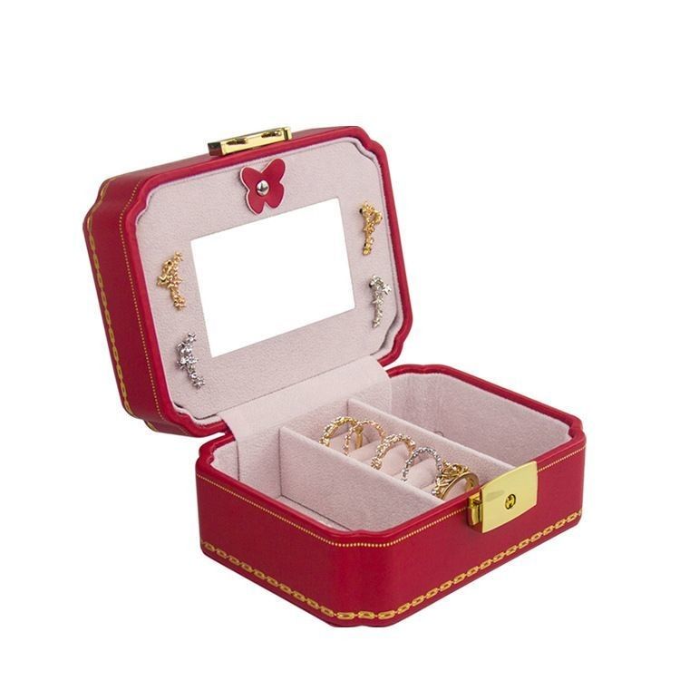Customized Box Creative PU Perhiasan Box untuk Perhiasan Eropa Portable Travel Earring Perhiasan Storage Bag Double Storage Box