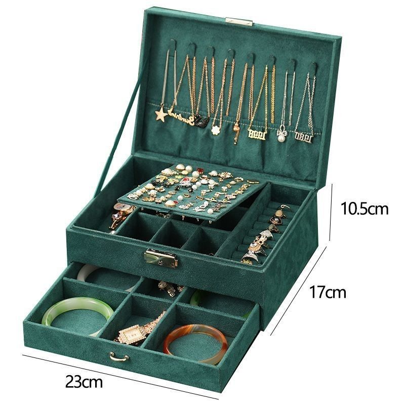 Kotak Perhiasan Multi-Layer yang dapat disesuaikan untuk Kalung dan Jam Tangan Penyimpanan 23*17*8.5cm