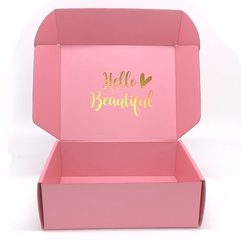 Pakaian Custom Pink Perhiasan Kosmetik Makeup Makanan Elektronik Lipat Kotak Karton Corrugated Mail Box