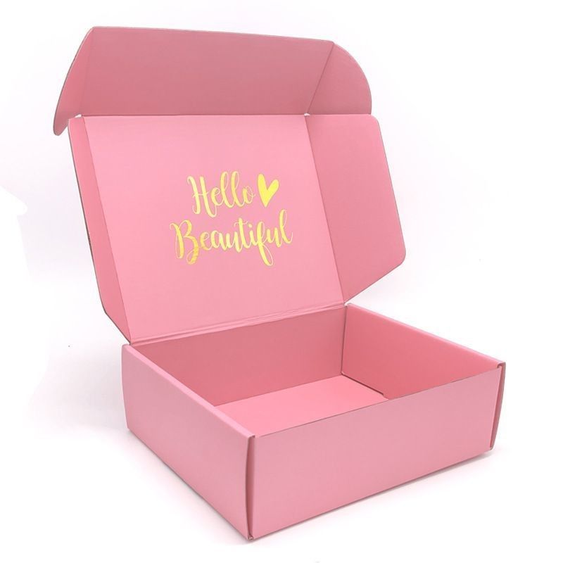 Pakaian Custom Pink Perhiasan Kosmetik Makeup Makanan Elektronik Lipat Kotak Karton Corrugated Mail Box