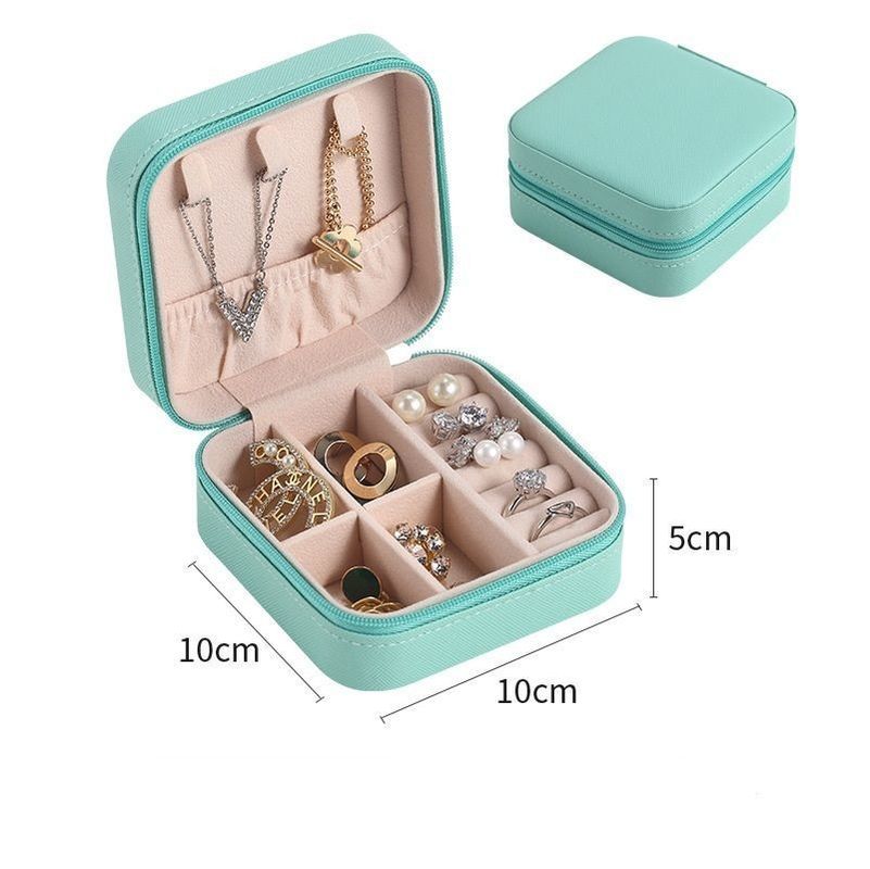 Square Perhiasan Set Kado Box Mini Box untuk Wanita Gadis Fashion Solid Mewah Portable PU Kulit PVC Karton