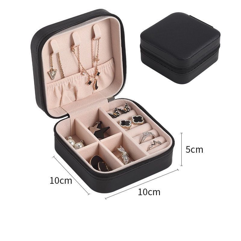 Square Perhiasan Set Kado Box Mini Box untuk Wanita Gadis Fashion Solid Mewah Portable PU Kulit PVC Karton
