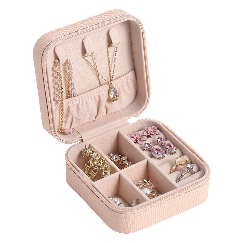 Square Perhiasan Set Kado Box Mini Box untuk Wanita Gadis Fashion Solid Mewah Portable PU Kulit PVC Karton