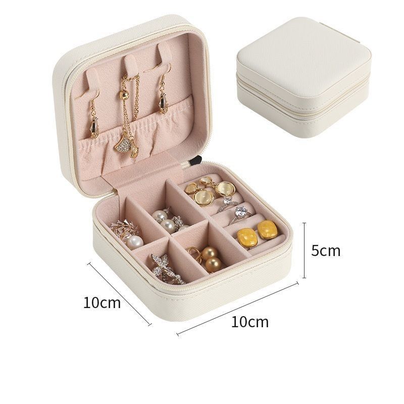 Square Perhiasan Set Kado Box Mini Box untuk Wanita Gadis Fashion Solid Mewah Portable PU Kulit PVC Karton