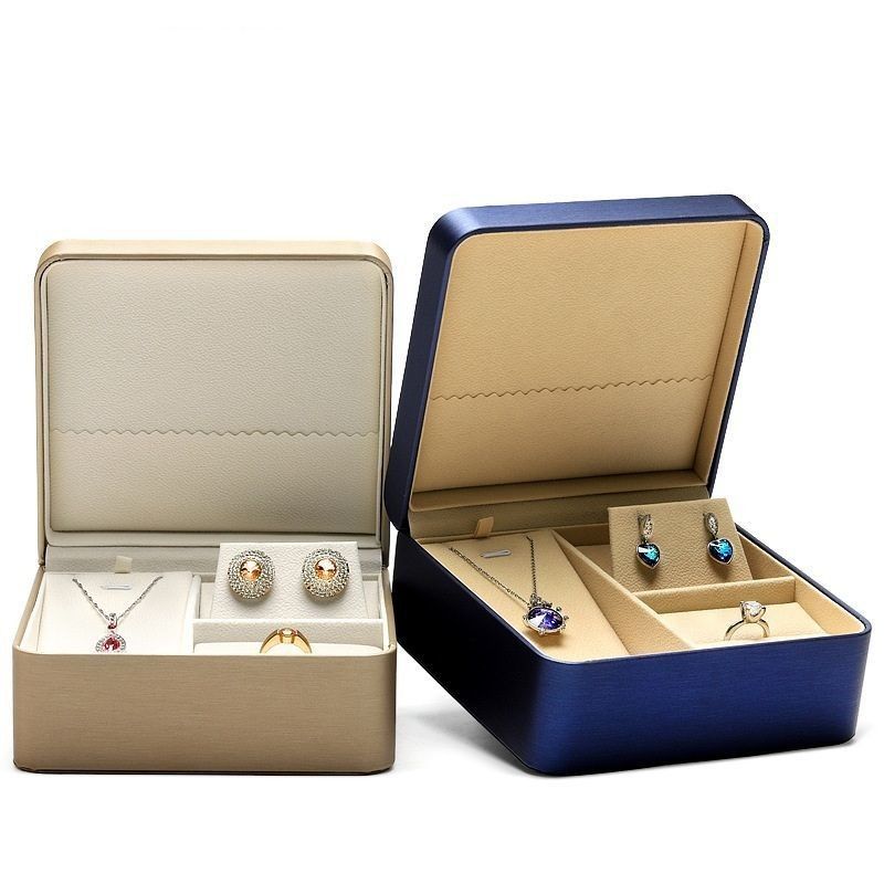 Kotak kemasan perhiasan PU kulit untuk cincin liontin kalung anting penyimpanan kotak hadiah