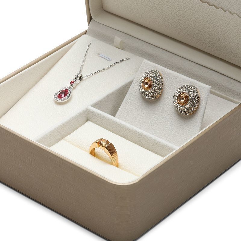 Kotak kemasan perhiasan PU kulit untuk cincin liontin kalung anting penyimpanan kotak hadiah