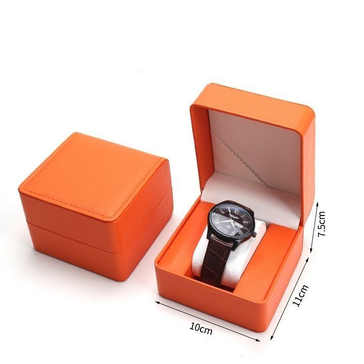 Kotak penyimpanan perhiasan jam tangan kulit PU buatan tangan dengan logo khusus dan interior berlapis