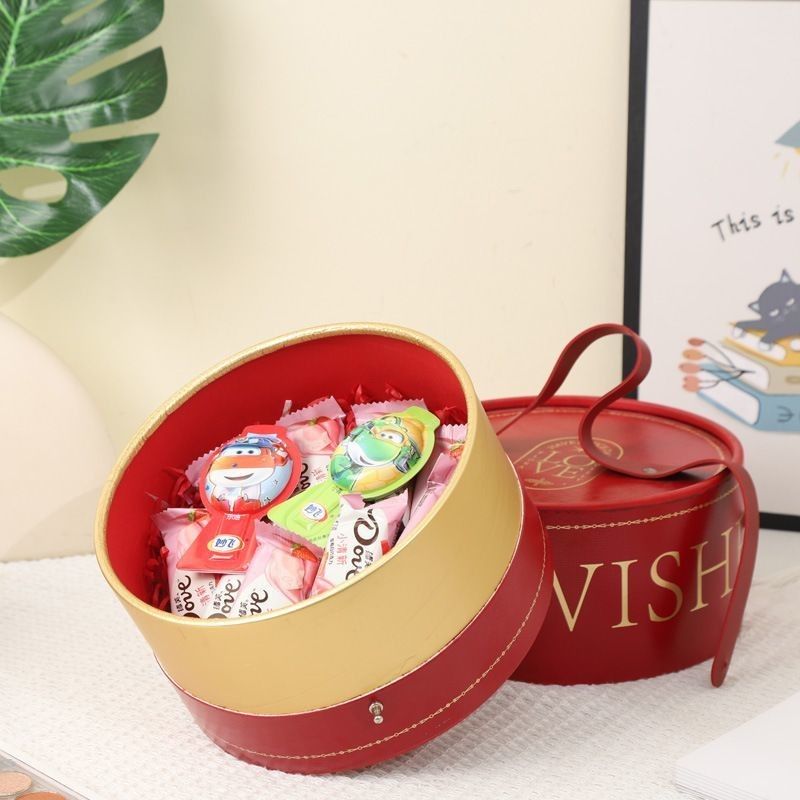 Custom Round Cylinder Gift Box Pengemasan Untuk Penyimpanan Makanan Perhiasan Cokelat Anggur